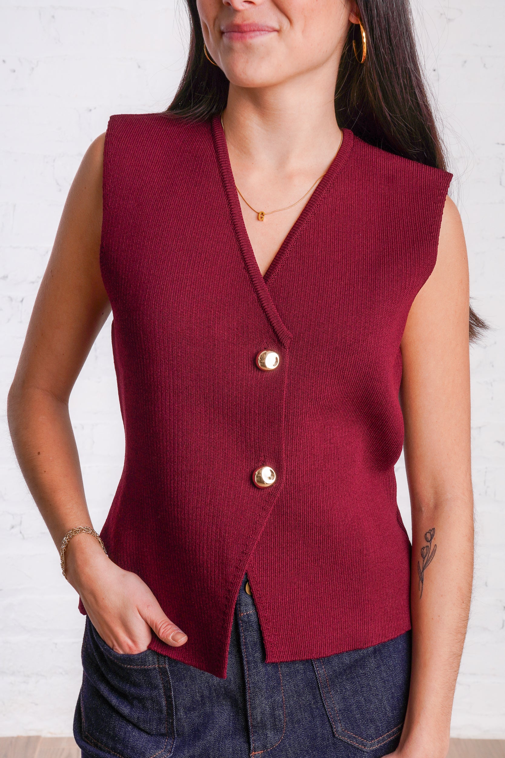 トップス PRADA 13ss cashmere knit vest wine red Winterberry Vest – Red Clover