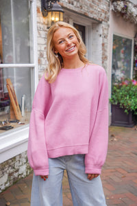 pink soft pullover sweater