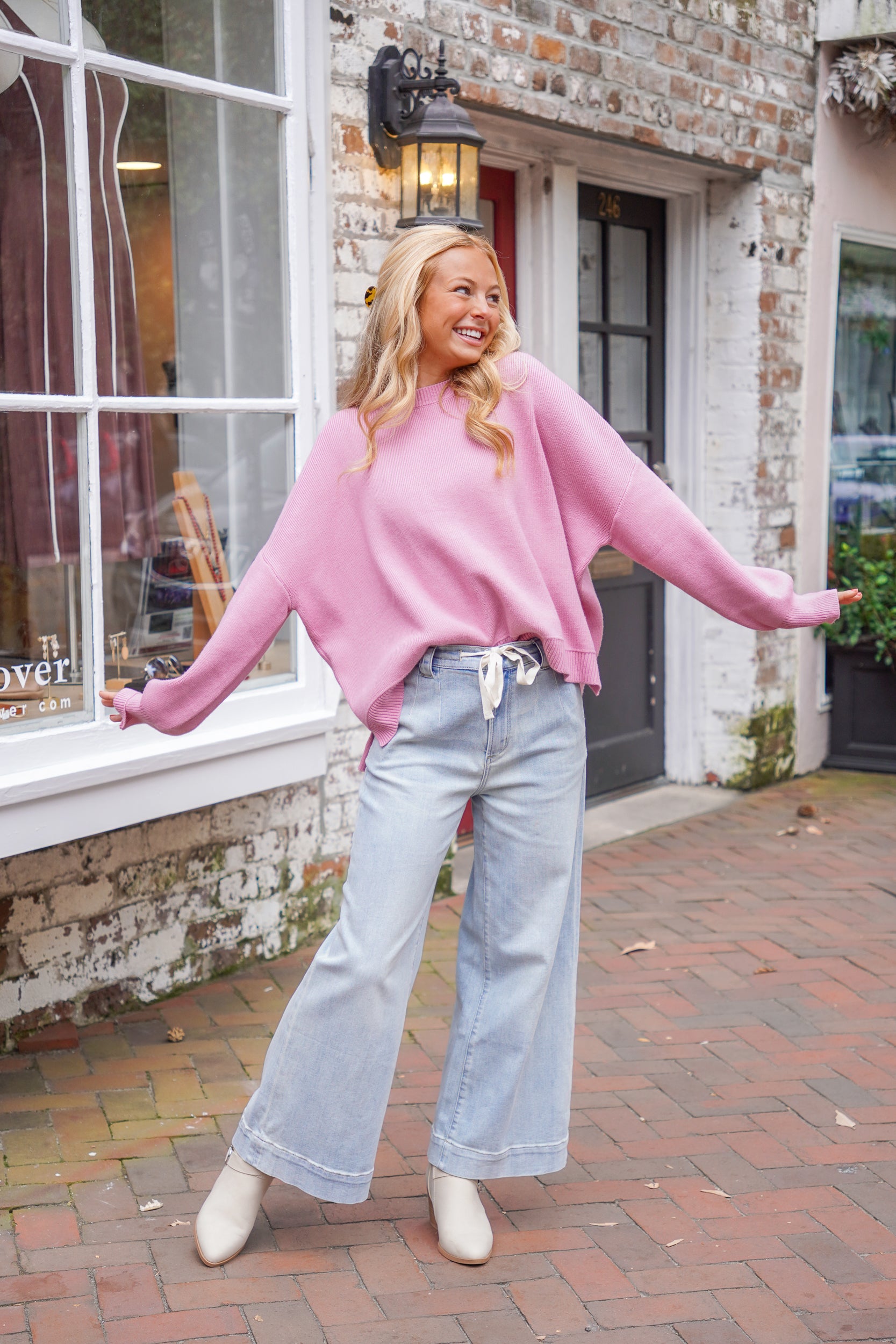 pink soft pullover sweater