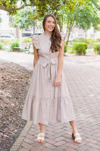 Neutral Striped Dress