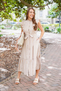Neutral Striped Dress