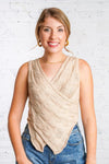 Beige cable wrap top 