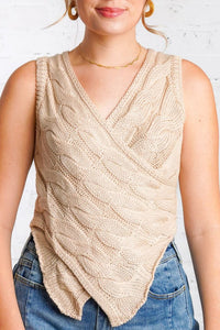 cable knit wrap sweater tank