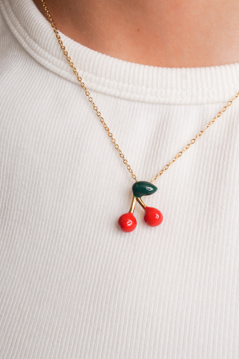 gold cherry necklace 