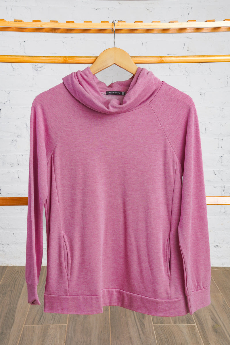 mauve pullover cowl neck sweatshirt