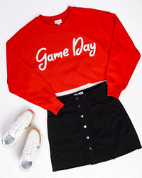 Red game day sweatshirt