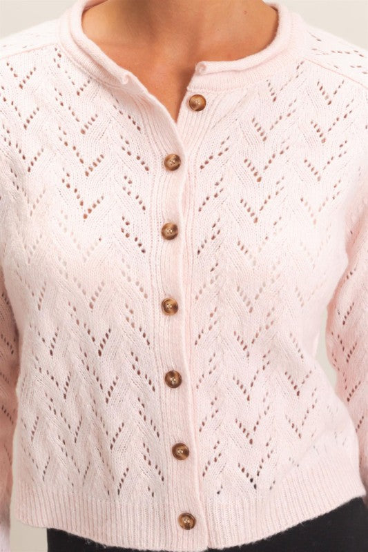 Blushing Pointelle Cardigan