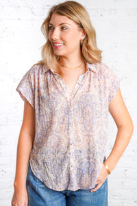 button up print top 