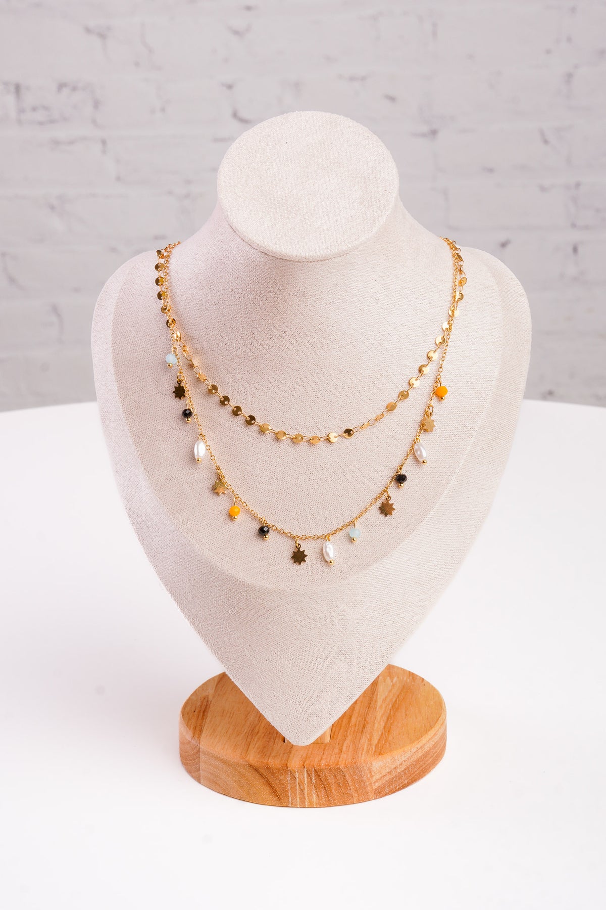 gold necklace with beads 