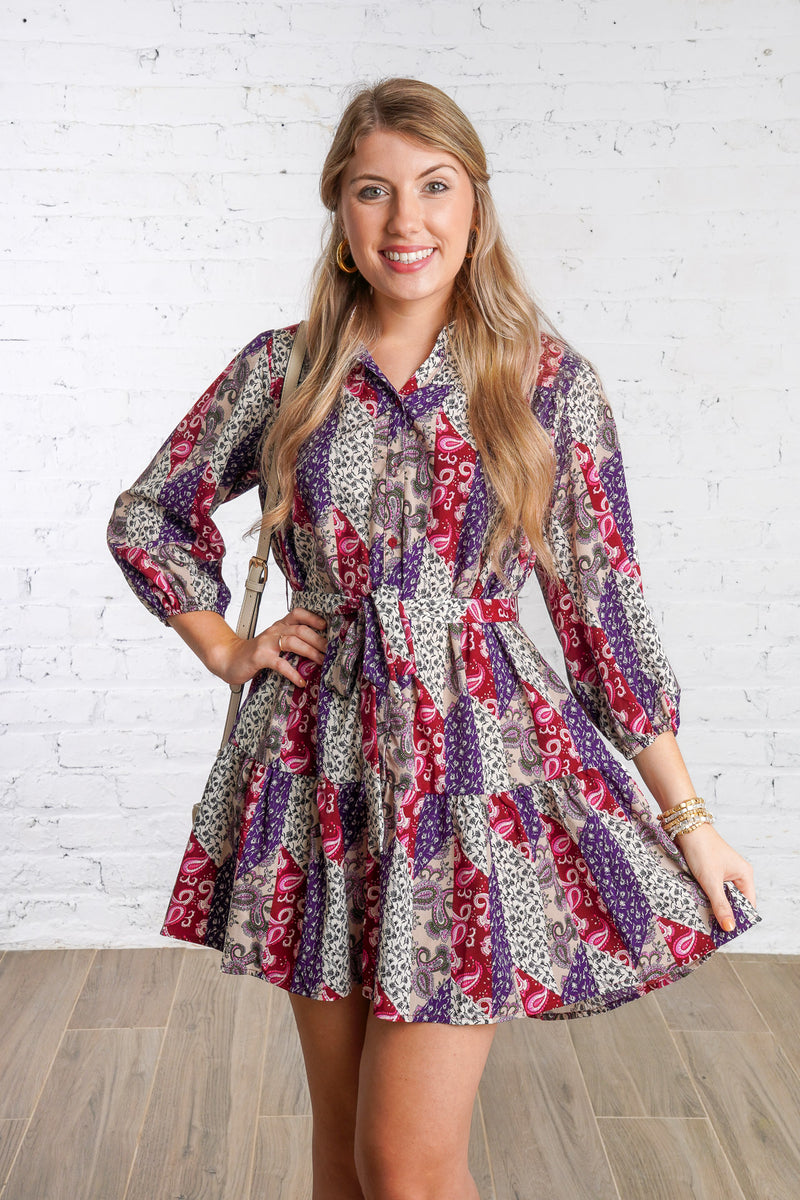 Printed button up dress 