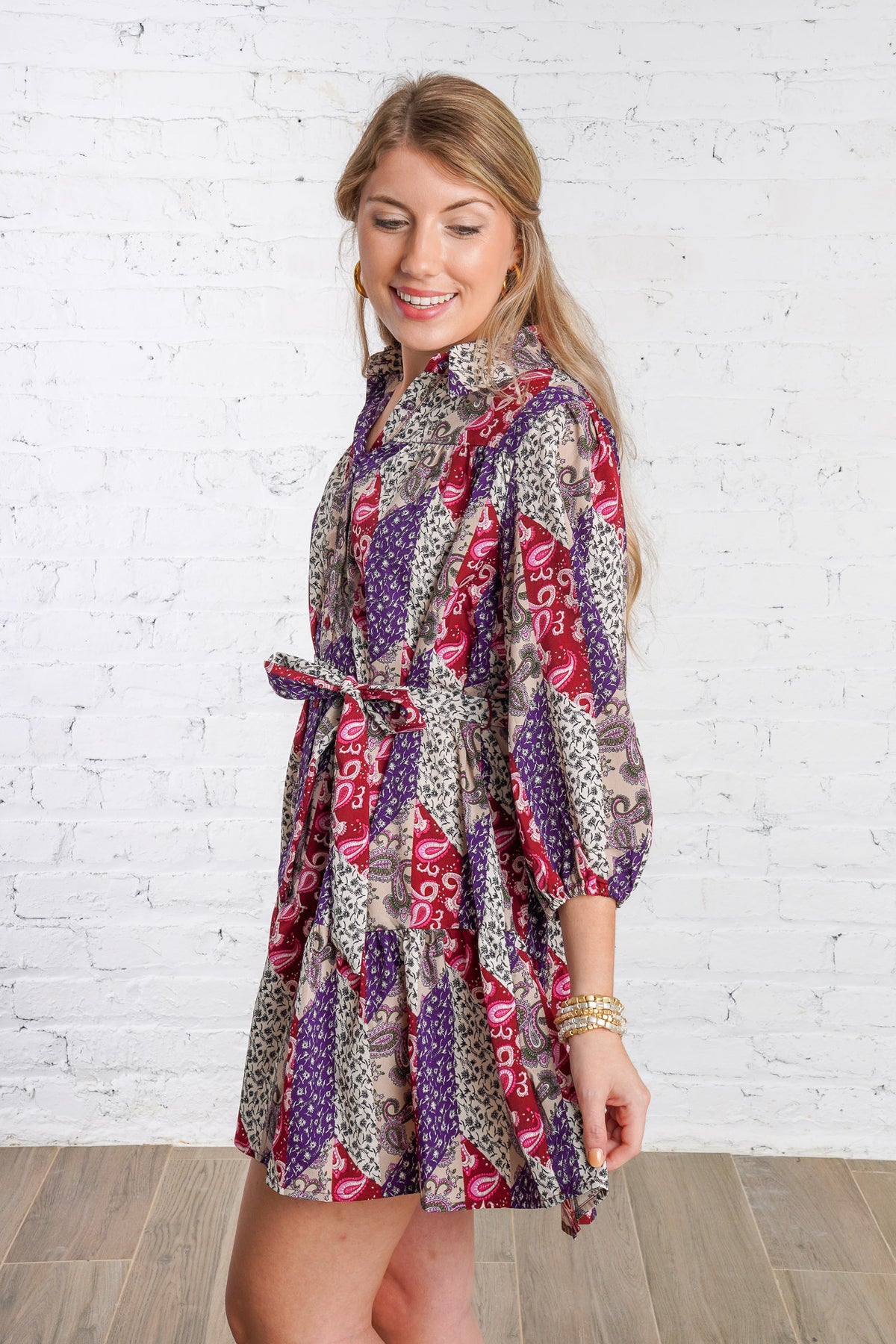 Printed button up dress 