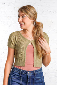 light green crop cardigan 