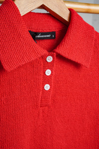 Red Polo Knit Top 