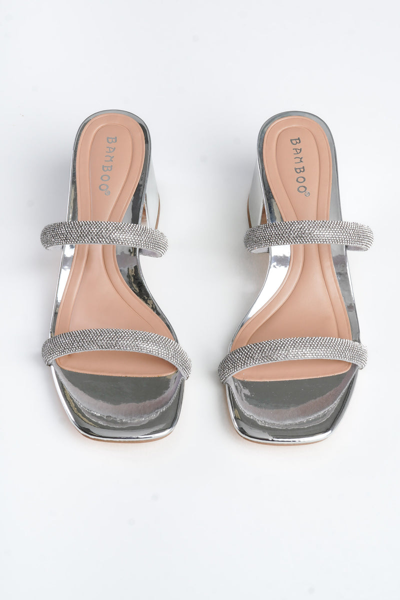 Silver Block heels 