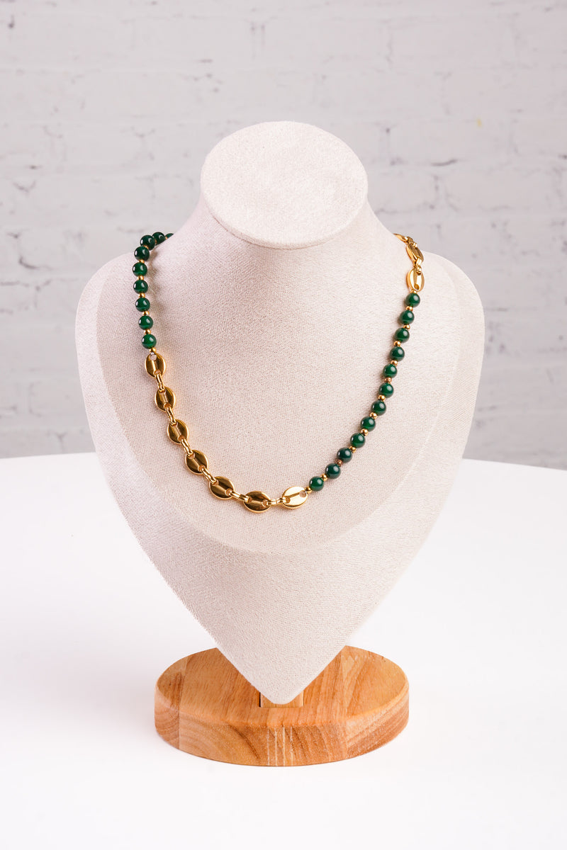 green and gold shell necklace 