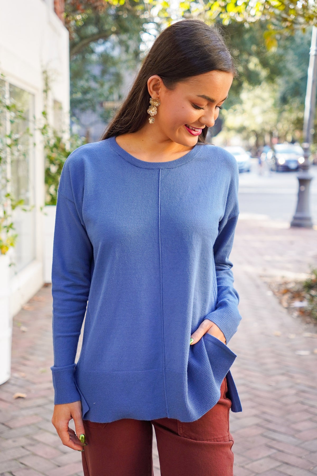 Perfectly Cozy Sweater In Blue – Red Clover