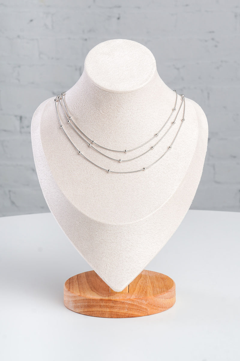 silver layered necklace 