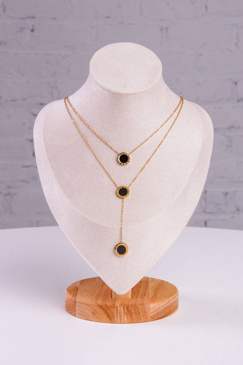 gold chain necklace with black accent 