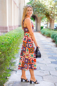 patchwork midi dress 