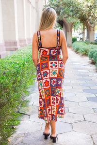 patchwork midi dress 