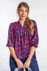 Violet floral printed blouse 