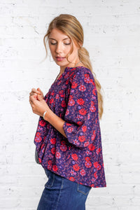 Violet floral printed blouse 