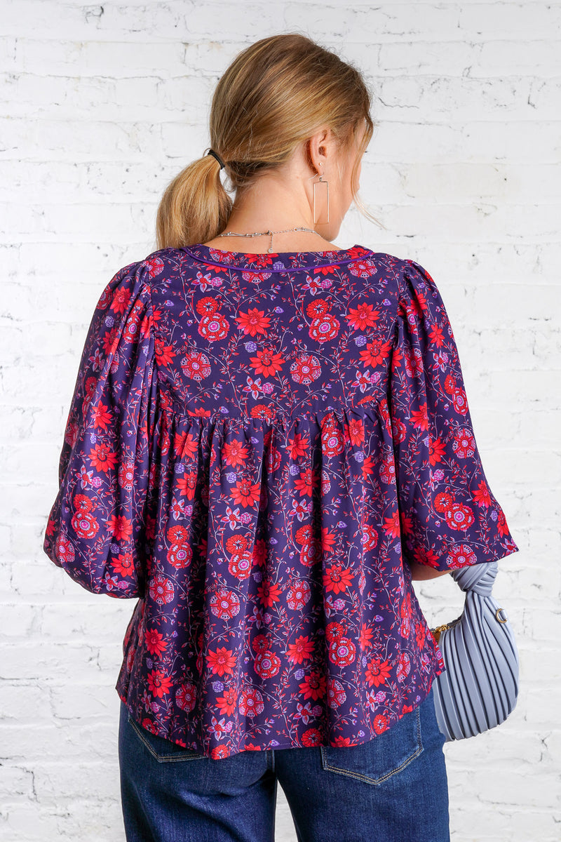 Violet floral printed blouse 