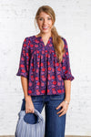 Violet floral printed blouse 