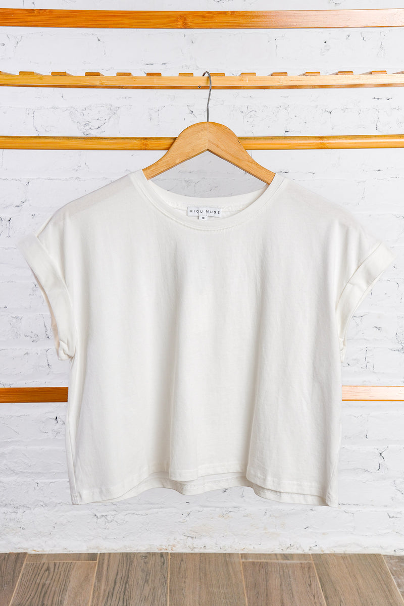 White crop short sleeve tee 