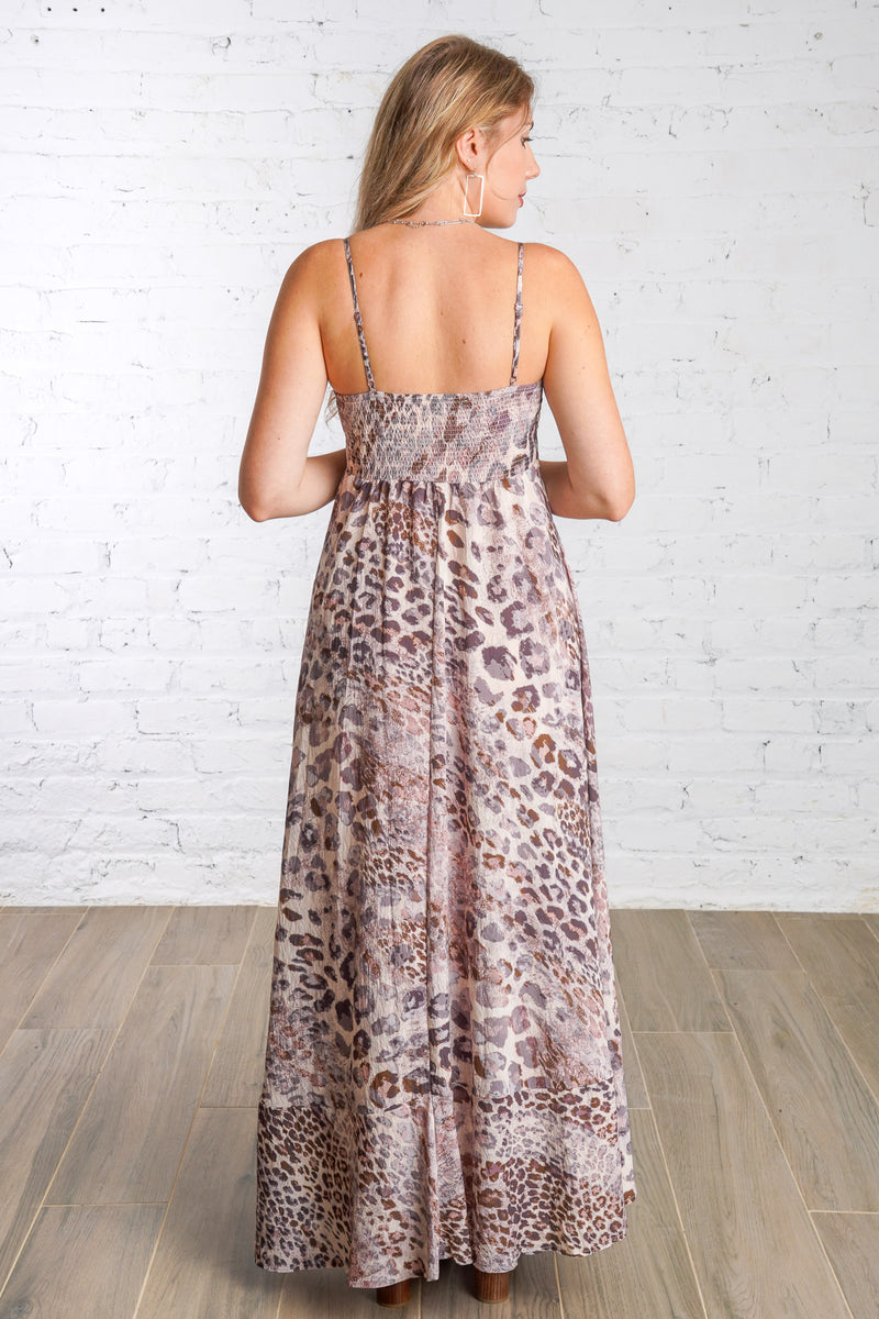 animal print pink dress Leena Leopard Maxi - Pink/combo No need to handle customs clearance or additional payments 6545-HOTPINK-BLACK Spaghetti Strap Leopard Print
