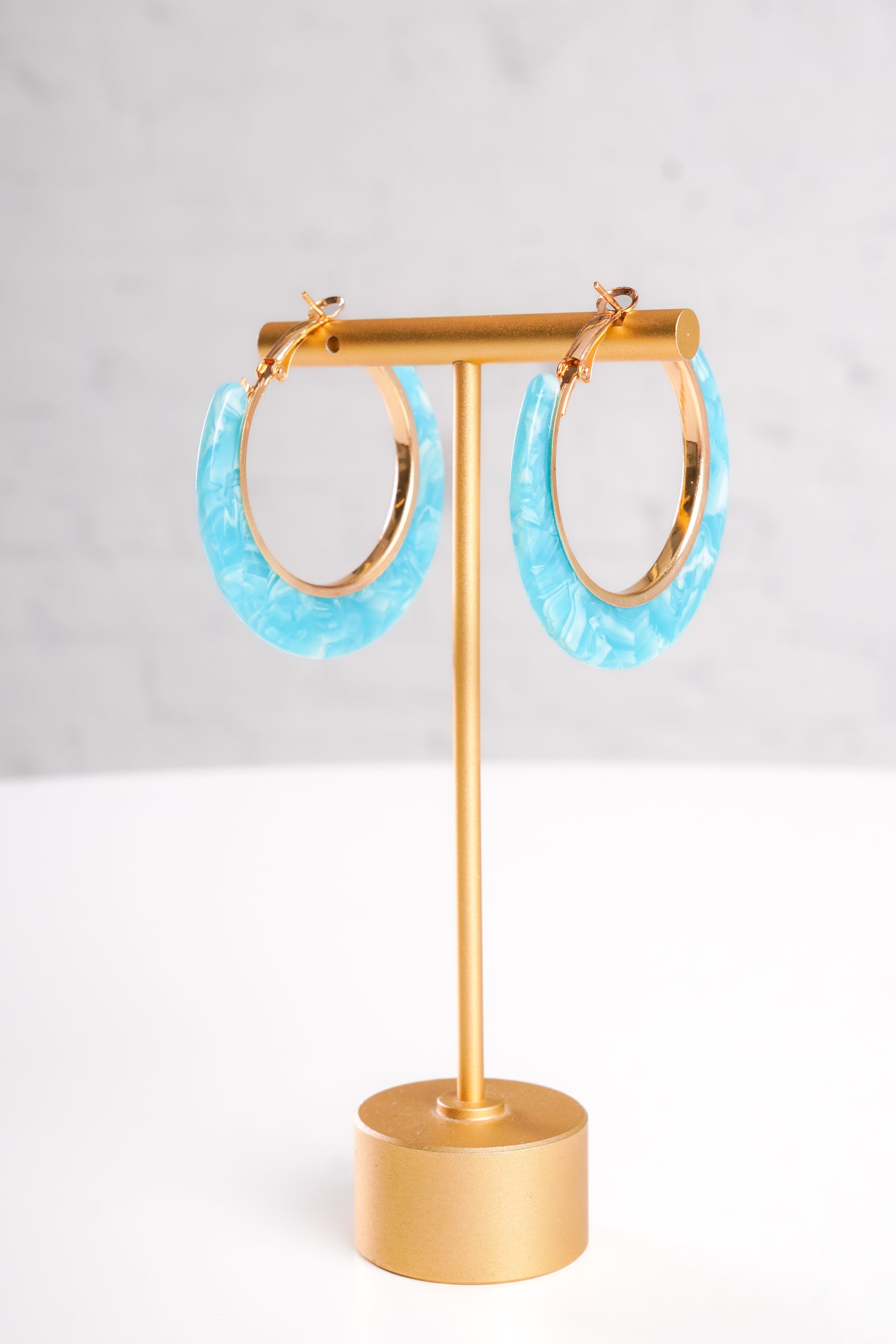 Aqua Acrylic Hoop Earrings