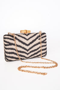 Zebra Rattan Clutch