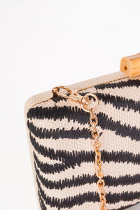 Zebra Rattan Clutch