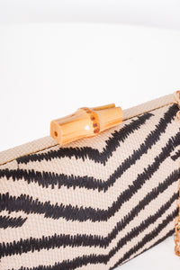 Zebra Rattan Clutch