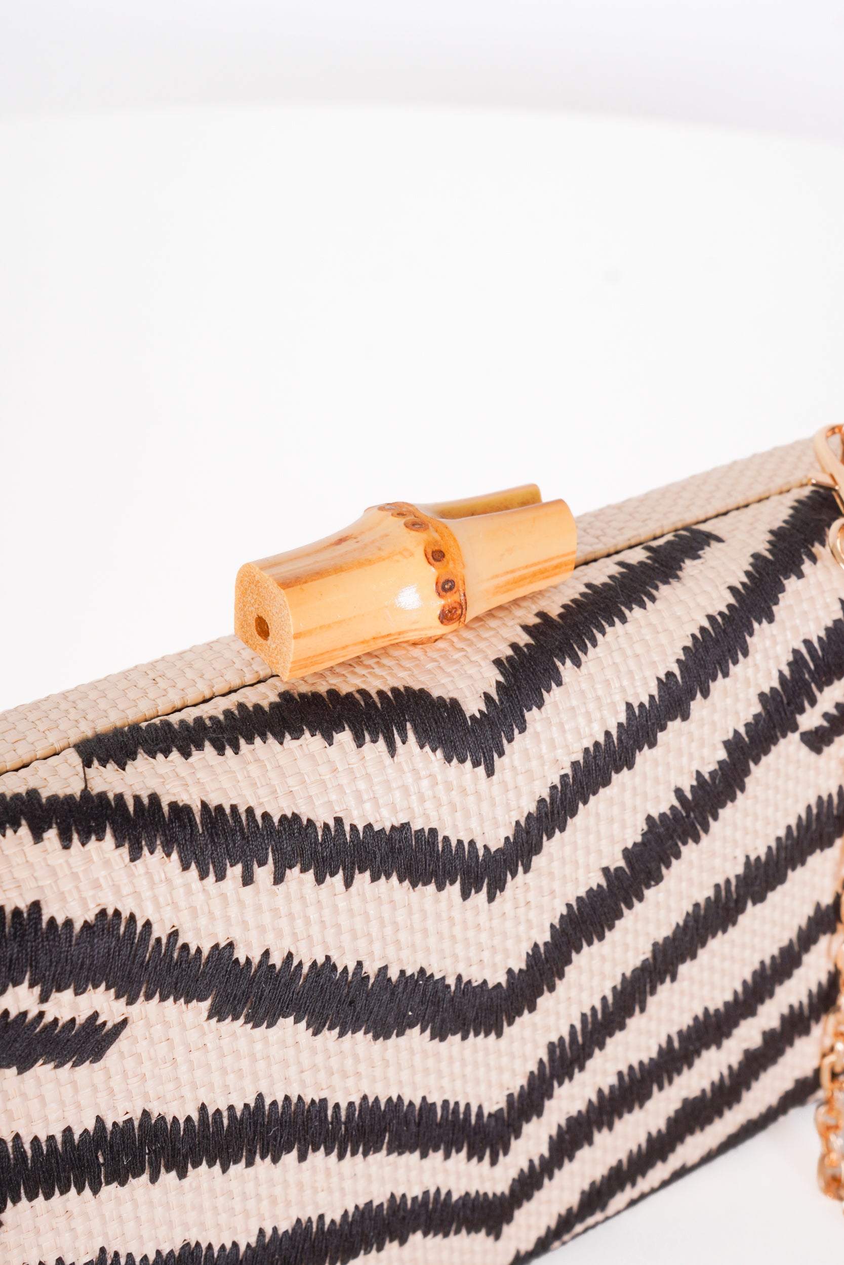 Zebra Rattan Clutch