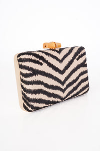 Zebra Rattan Clutch