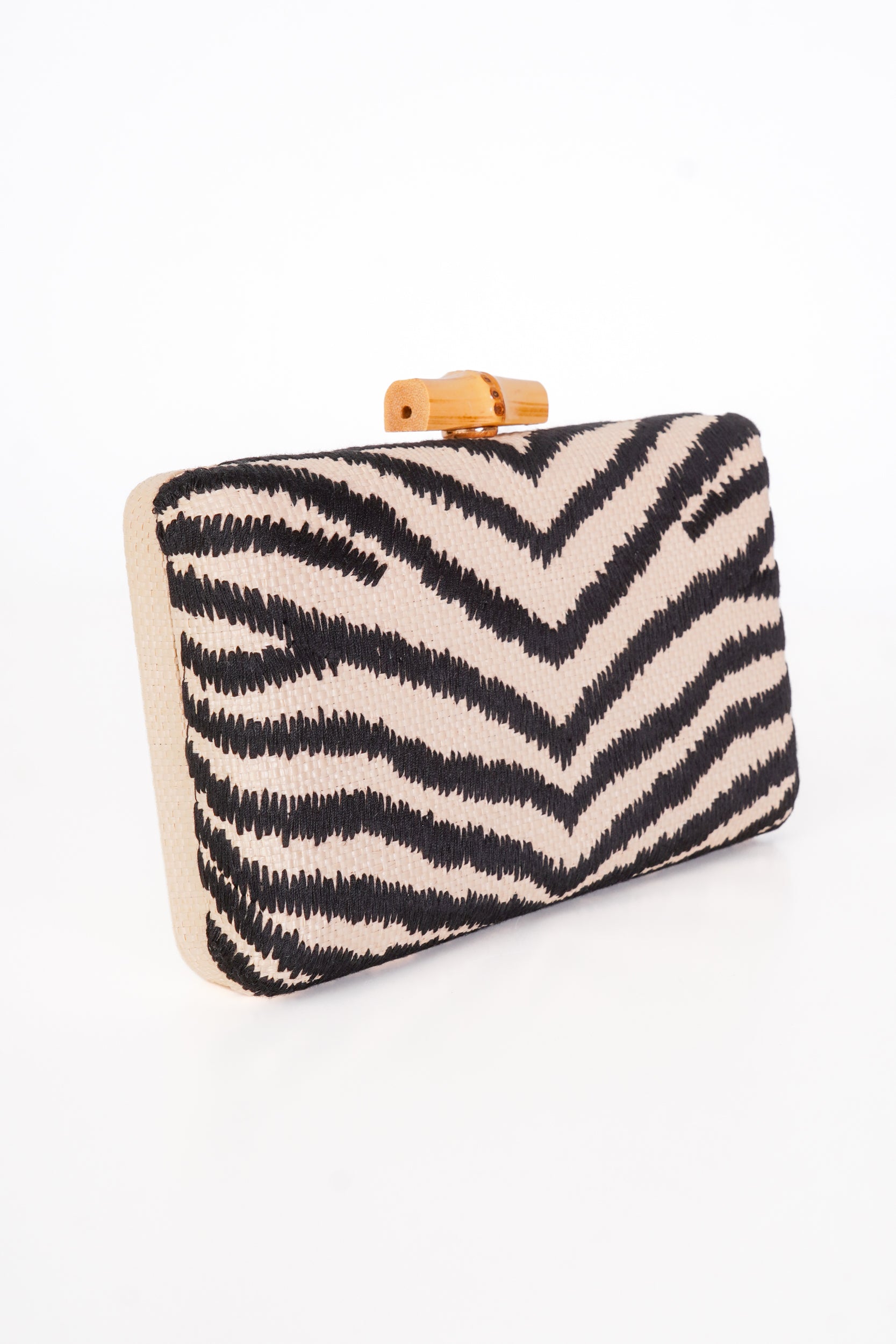 Zebra Rattan Clutch