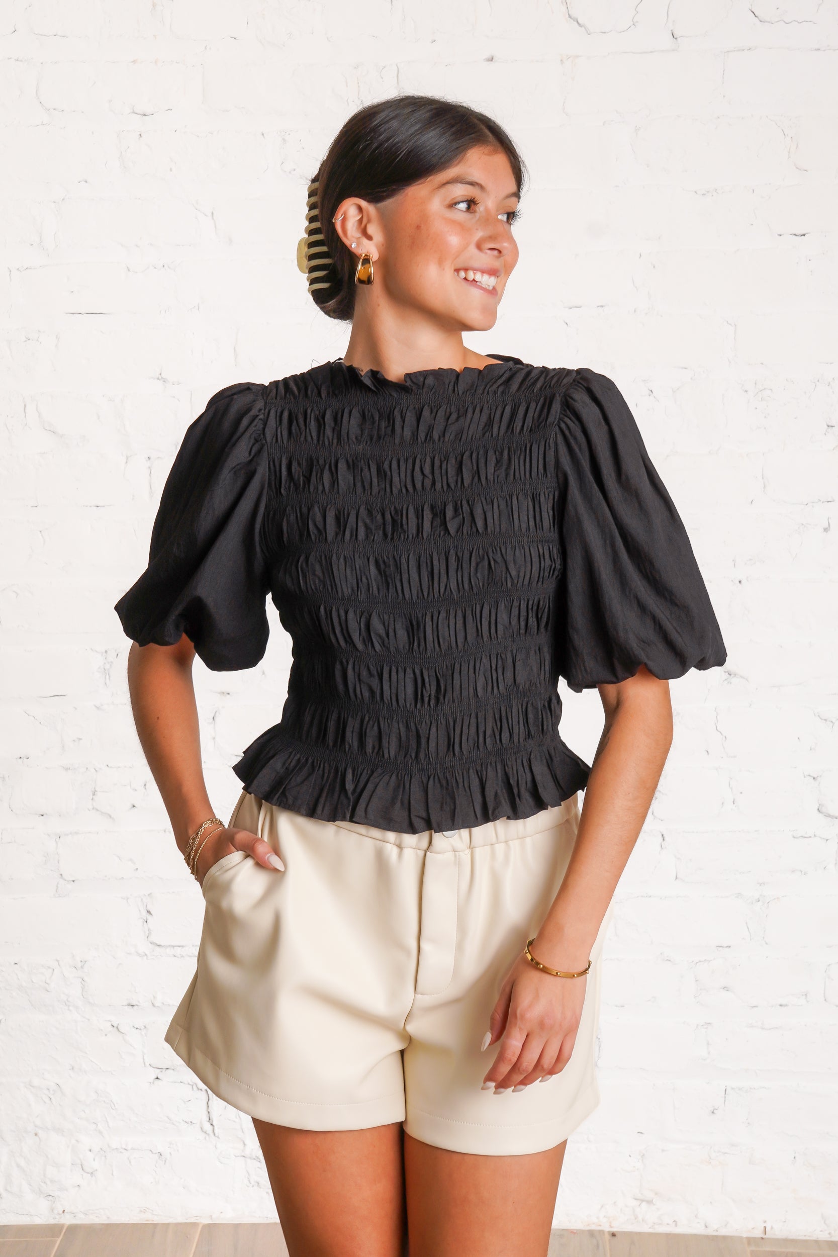 Raven Smocked Top