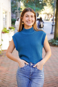 Crop Teal Knit Top