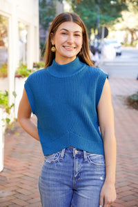 Crop Teal Knit Top