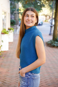 Crop Teal Knit Top