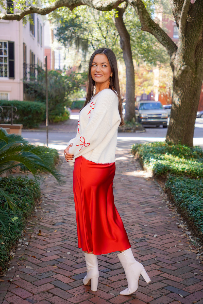 Red Satin Skirt