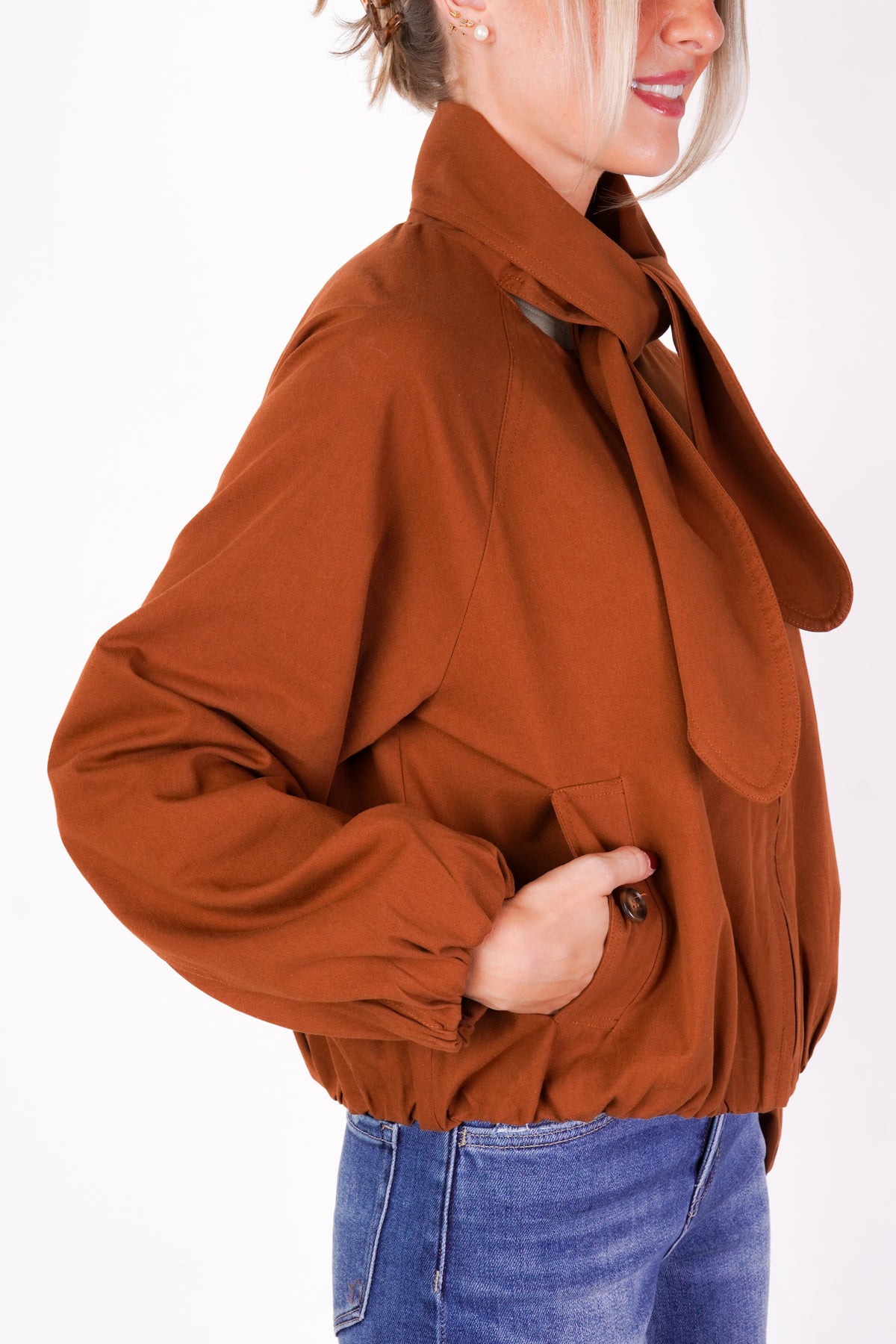 Scarf Neck Bomber Jacket