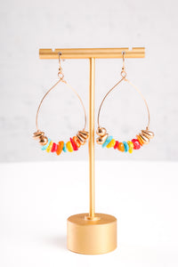 Multicolored Stone Drop Hoop Earrings