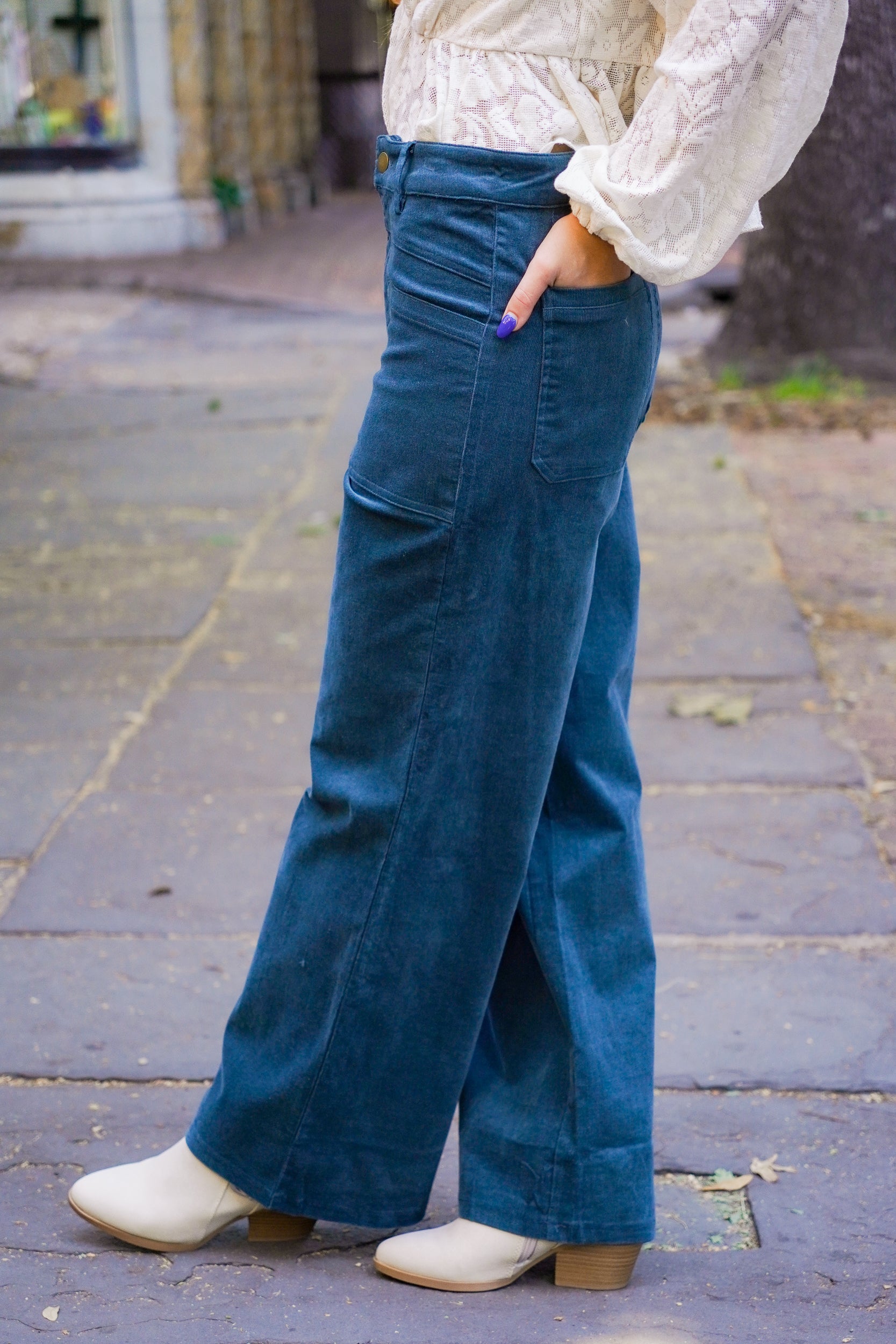 Teal Corduroy Pants – Red Clover