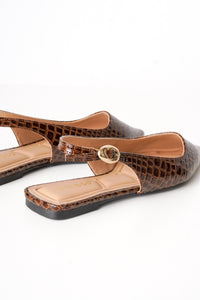 Croc Pointed Slingback