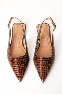 Croc Pointed Slingback