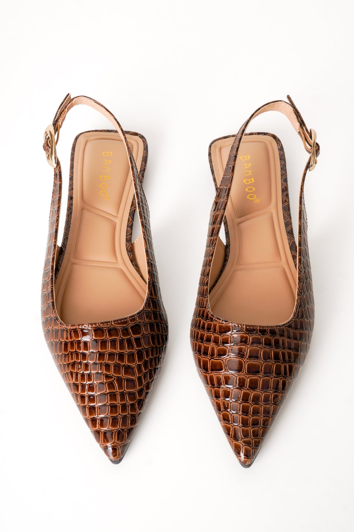 Croc Pointed Slingback
