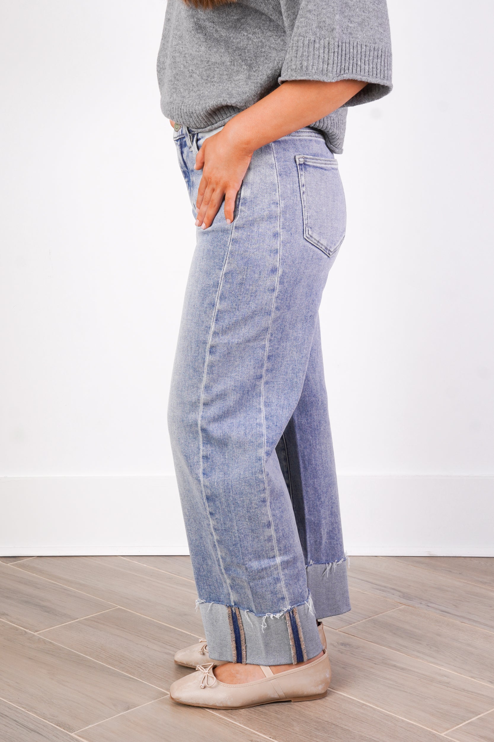 Cuffed Light Wash Denim