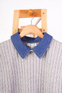 Denim Detail Sweater Vest